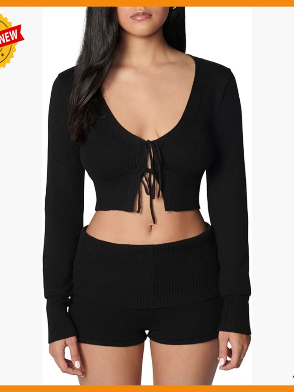 Cropped Cardigan with Tie Front, Jersey Rib Fabric, Ballet-Inspired Sweater